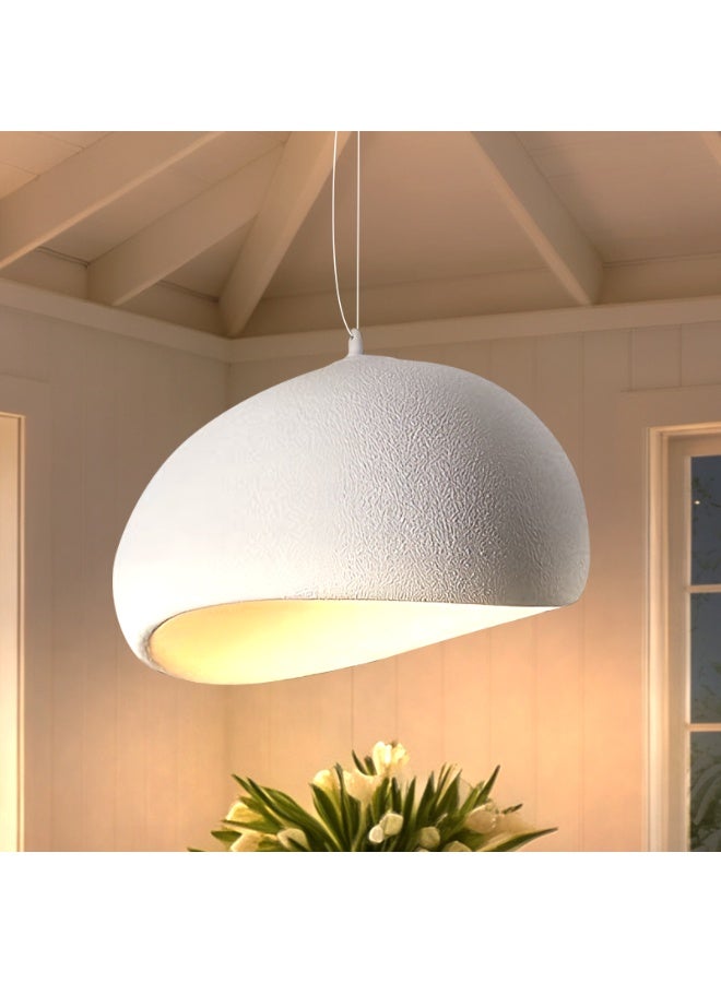 Retro Pendant Light - Beige Textured Pendant Light - Kitchen Pendant Light - Height Adjustable, Includes LED Bulb, Eye-Friendly Anti-Glare, High-Density Polystyrene and Resin Shade, Suitable for Dining Room/Living Room/Kitchen Island/Bedroom/Mosque. - Image 1